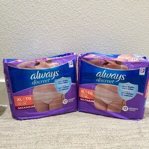 ALWAYS 2 Packages Discreet Incontinence Underwear for Women XL , 17 Counts each.